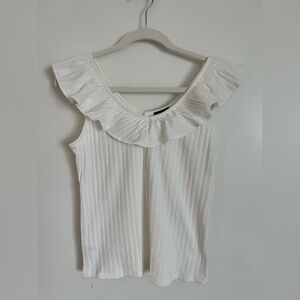 Ann Taylor White Ruffled Blouse